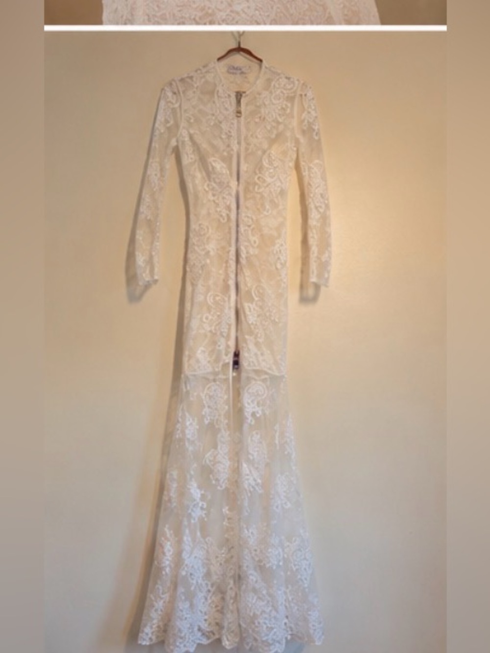 House of CB Kamali Lace Zip Front Maxi Dress XS White Sheer Corset Gown - Picture 8 of 16